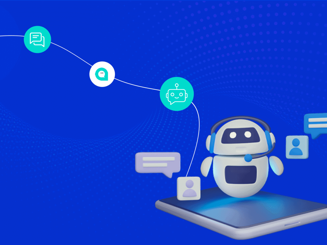 Business team reviewing AI chatbot setup and customer support workflow.